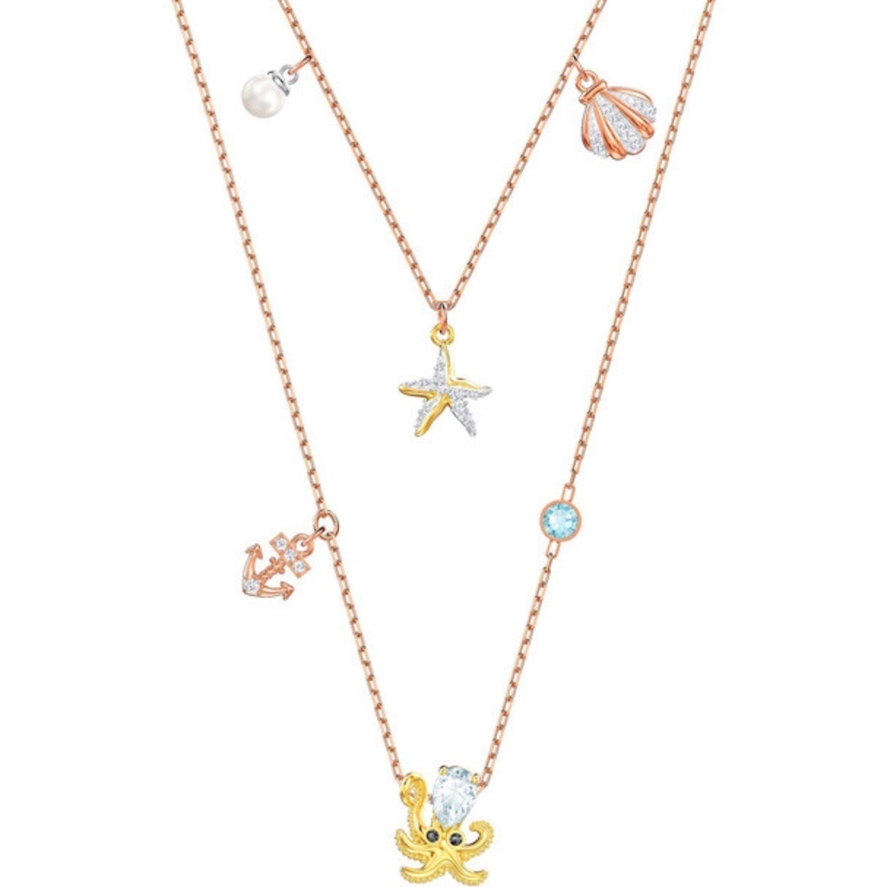 Authentic Swarovski Crystal Ocean Necklace, Anchor Starfish & Octopus Motif